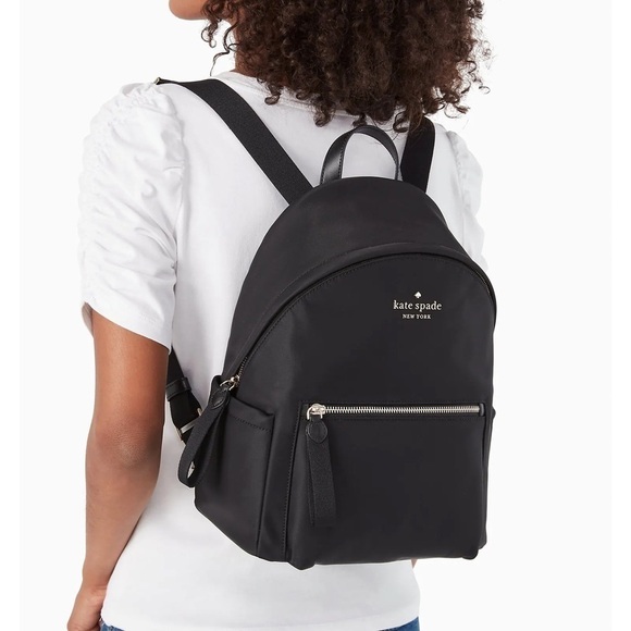 NEW! NWOT Kate Spade Chelsea Nylon Medium Backpack Bag Color: Black - Picture 2 of 10